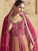 Deep Pink Real Georgette Anarkali Suit